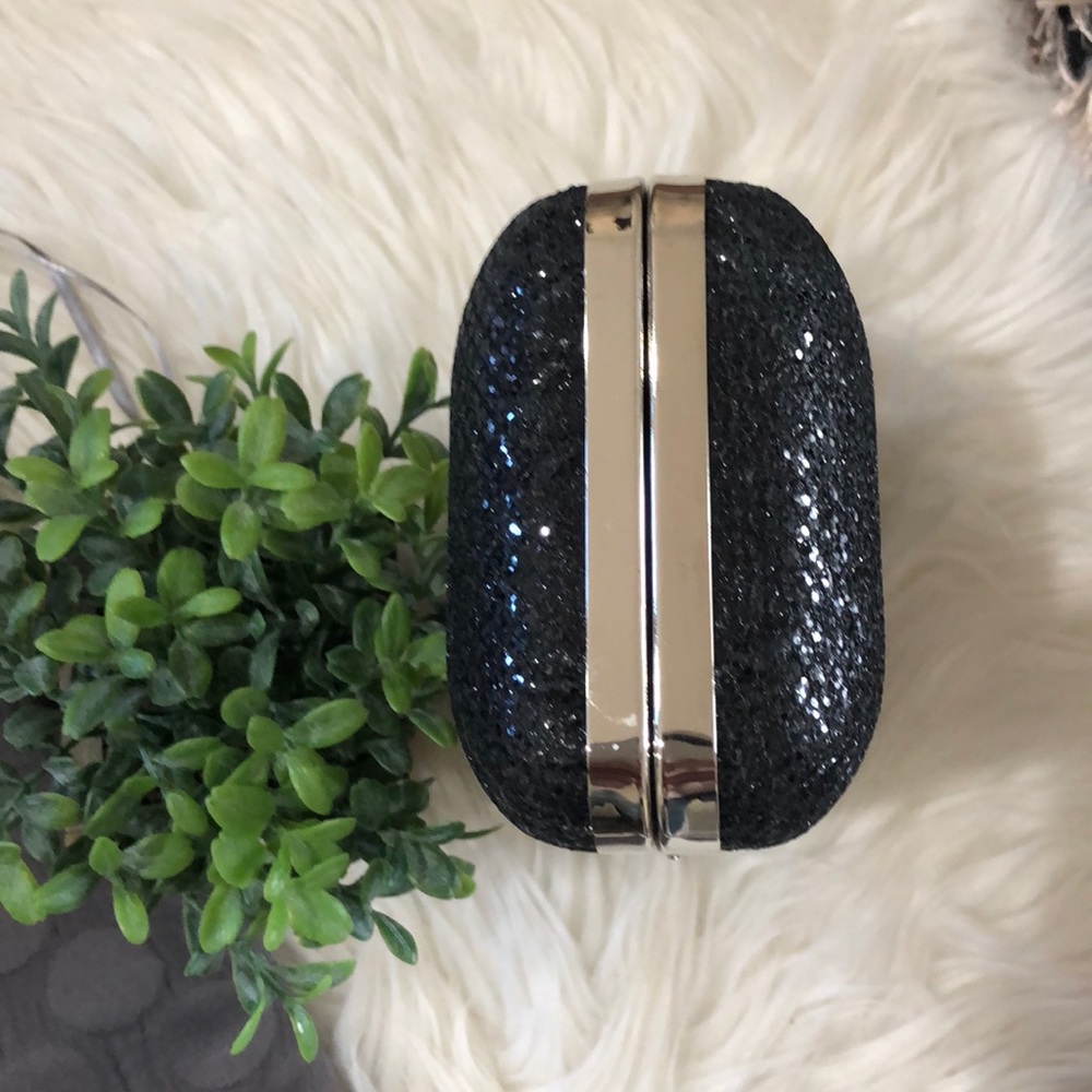 CRYSTAL ENCRUSTED EVENING BAG beaded EVENING BAG💥black w chain TIMELESS CLASSIC - Picture 7 of 10